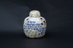 Blue and White lidded jar | Vessels & Containers by Sarah Wandrey Mosaics. Item made of glass