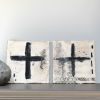 Taos; Set of 2 Black Cross Paintings on Handmade Paper, 7x7 | Mixed Media by Michele Spurza. Item composed of paper in contemporary or industrial style