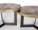 Petrified wood table with hammered metal base | Tables by Ron Dier Design | Thomas Lavin Inc in West Hollywood