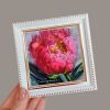 Peony hot pink flower oil painting original | Paintings by Natart. Item in contemporary or traditional style