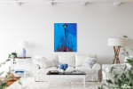 Blue Solitude — Alienation Series | Paintings by Gela Mikava. Item made of linen compatible with contemporary and modern style