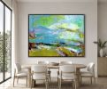 Coastal Abstract Landscape Painting Splendid Dorothy Fagan | Mixed Media in Paintings by Dorothy Fagan Fine Arts. Item made of canvas compatible with mid century modern and contemporary style