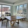 Square Live Edge Walnut Brass Halo Table | Dining Table in Tables by YJ Interiors. Item made of walnut with brass works with mid century modern & contemporary style