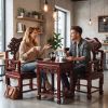 Royal Crimson Flamewood Lingzhi Ming Taishi Armchair 3-Pc Se | Chairs by Dynasty Artisan. Item made of wood works with contemporary & eclectic & maximalism style