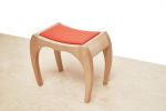 RUMBO - Upholstered Wooden Stool | Chairs by VANDENHEEDE FURNITURE-ART-DESIGN. Item composed of walnut and leather in mid century modern or contemporary style