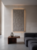 Feather Fall Wall Sculpture in Bath Stone Jesmonite | Wall Hangings by Boldstone. Item made of steel with stone works with minimalism & contemporary style