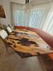 Olive Epoxy Table - Custom Resin Table - Epoxy Table | Dining Table in Tables by Tinella Collection. Item composed of wood and metal