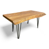 Live Edge English Elm Coffee Table with Steel Hairpin Legs | Tables by Carlberg Design. Item composed of wood and steel in minimalism or country & farmhouse style
