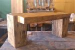 Hand Hewn Oak Beam Bench/table — Reclaimed Timbers | Coffee Table in Tables by Paul's Green Barn. Item made of oak wood compatible with japandi and rustic style