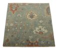 Rug & Kilim’s Oushak Square Rug in Blue with Floral Patterns | Area Rug in Rugs by Rug and Kilim