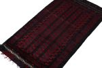 Vintage Baluch Afghan rug in Red, Blue & Black Patterns | Area Rug in Rugs by Rug and Kilim. Item made of wool