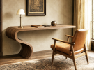 Enso Desk In Walnut Wood by Neal Aronowitz | Tables by Neal Aronowitz. Item composed of walnut in minimalism or contemporary style