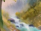 Renewal - A creek and wildflower meadow painting | Oil And Acrylic Painting in Paintings by Christine G. Item composed of linen compatible with boho and contemporary style