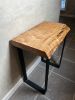 Curly Maple Side Table | Tables by Lock 29 Design. Item made of maple wood with steel works with minimalism style