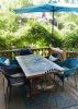 Rustic wood with mosaic tile inlay outdoor table | Dining Table in Tables by Abodeacious. Item made of wood with ceramic works with rustic style
