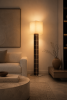 Handcrafted Ceramic Floor Lamp with Linen Candle Shade | Lamps by SVITANOK by Artem Zakharchenko. Item made of linen with ceramic works with minimalism & contemporary style