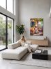 Hand-Painted Italian Riviera Sunlit Patio on Linen Art | Oil And Acrylic Painting in Paintings by Dynasty Artisan. Item made of linen works with contemporary & eclectic & maximalism style