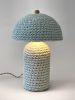 The Knitty Table Lamp in Robin's Egg Blue | Lamps by Meg Morrison. Item made of fabric with ceramic works with mid century modern & eclectic & maximalism style