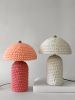 The Knitty Table Lamp in Bubble Gum Pink and Sherbert | Lamps by Meg Morrison. Item composed of fabric and ceramic in boho or mid century modern style
