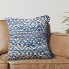 Set of 2-Handwoven Jute/leather Cushion-Natural/Blue | Pillows by Selligram. Item composed of cotton in mid century modern or japandi style