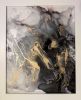 Noir Splendor | Signed Alcohol Ink Painting on Glass | Mixed Media by Amber Lamoreaux Art. Item made of glass works with eclectic & maximalism & modern style
