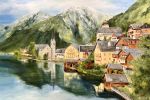 Commissioned Landscape in mixed media small town in Austria. | Paintings by Marilyn Landers