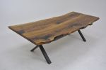 Live Edge Chestnut Solid Wood Dining Table | Tables by Tinella Collection. Item made of oak wood with metal works with contemporary & modern style