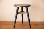 Three Leg Stool with Curved Stretchers - Black and Grey | Chairs by Big Sand Woodworking. Item made of oak wood