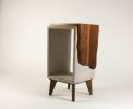 Concrete & Live Edge Solid Black Walnut End Side Table | Tables by Curly Woods. Item composed of oak wood and concrete in mid century modern or contemporary style