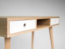 KUUB - Desk for home, dressing table, bureau, white drawer | Tables by Mo Woodwork. Item composed of oak wood compatible with minimalism and mid century modern style