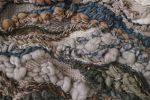 Large Fiber Hanging for Contemporary Spaces "Grounding In" | Embroidery in Wall Hangings by Rebecca Whitaker Art. Item composed of wood and cotton in boho or minimalism style
