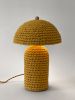 The Knitty Table Lamp in Mustard | Lamps by Meg Morrison. Item composed of fabric and ceramic in minimalism or mid century modern style