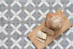 Antique Gray & Ivory White Cross Mosaic Tile | Tiles by Mosaics & Company LLC (mosaics.co). Item made of stone works with boho & mid century modern style