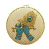 Lord Krishna Hands Flute & Feather | Embroidery in Wall Hangings by MagicSimSim. Item composed of wood and fabric in art deco style