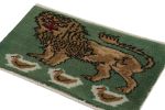 Vintage Gabbeh Turkish Rug, Green with Brown Lion Pictorial | Area Rug in Rugs by Rug and Kilim