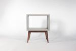 Concrete Cube & Long Solid Wood Legs End Table | Tables by Curly Woods. Item composed of maple wood and concrete in mid century modern or modern style