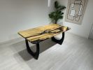 Solid Wood Dining Table - Epoxy Resin Wooden Dining Table | Tables by Tinella Wood. Item made of wood & metal compatible with contemporary and coastal style