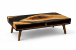 Black Acacia Live Edge Coffee Table with Black Epoxy – Moder | Tables by DapperwoodSF. Item made of wood works with mid century modern & contemporary style