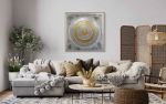 Circles C4848 B | Mixed Media by Michael Denny Art, LLC. Item composed of bamboo and canvas in minimalism or contemporary style