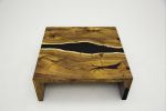Matte Black Waterfall Epoxy Resin Custom Wood Coffee Table | Tables by Tinella Wood. Item composed of walnut and synthetic in minimalism or contemporary style