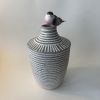 Two Black & White Striped Vases | Vases & Vessels by Donna de Soto. Item made of stoneware