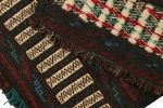 Vintage Afghan Kilim in Chocolate Brown with Red Chevrons | Area Rug in Rugs by Rug and Kilim. Item made of wool