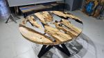 Olive Wood Epoxy Resin Dining Table, Round Kitchen Table | Tables by LuxuryEpoxyFurniture. Item composed of wood & synthetic
