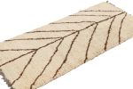 Vintage Moroccan Runner Rug in White with Brown Geometric | Area Rug in Rugs by Rug and Kilim