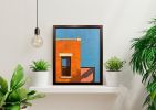 Corner in Rust and Cobalt | Oil And Acrylic Painting in Paintings by Rich Godfrey. Item made of canvas works with mid century modern style