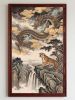 Hand-Painted Silk Dragon & Tiger Gongbi Scroll Landscape Art | Oil And Acrylic Painting in Paintings by Dynasty Artisan. Item made of wood & fabric compatible with contemporary and eclectic & maximalism style
