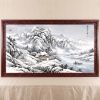 78" Hand-Painted Winter Snow Shanshui Landscape on Silk/Xuan | Oil And Acrylic Painting in Paintings by Dynasty Artisan. Item composed of wood and glass in contemporary or eclectic & maximalism style