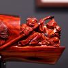 Imperial Wood 5 Children Wealth Ship Feng Shui Decor Art | Sculptures by Dynasty Artisan. Item made of wood works with contemporary & eclectic & maximalism style