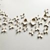 Abstract ceramic wall art 3D white + gold geometric flowers | Wall Sculpture in Wall Hangings by Elizabeth Prince Ceramics. Item composed of ceramic in minimalism or mid century modern style