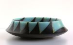 Long Shadow Series #10 Black oak with blue and travertine | Decorative Bowl in Decorative Objects by Long Grain Furniture. Item composed of oak wood in contemporary or modern style